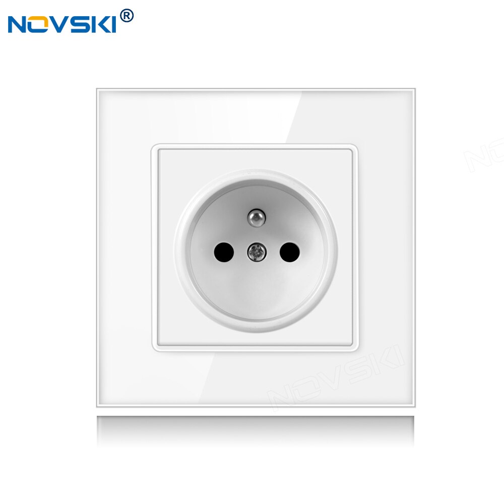 Novski pop socket frans stopcontact , eu 16a stopcontact voor elektrische franse stekker 110-250v,  wit, zwart, goud , 86*86mm: Glaspaneel wit
