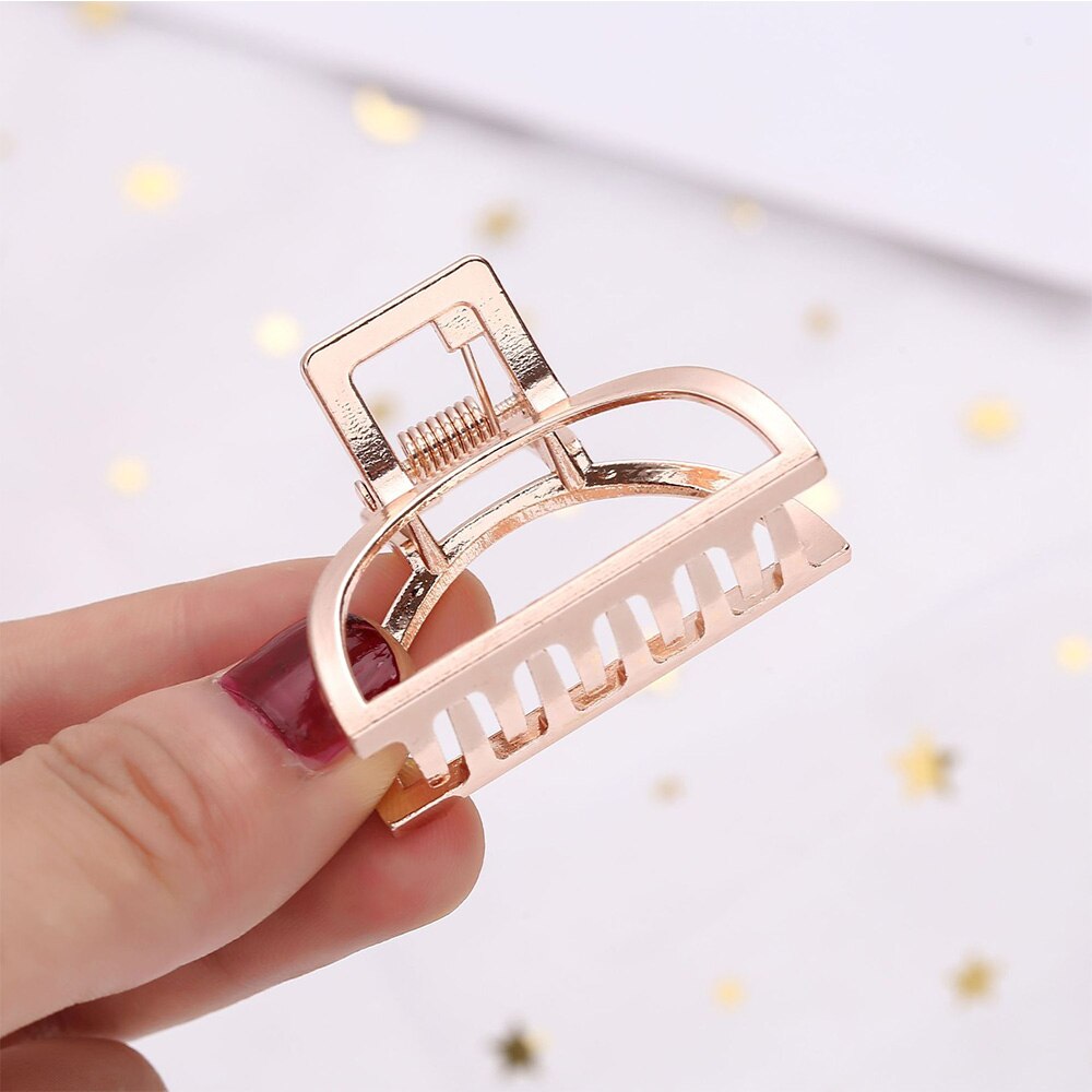 9Styles 2Colors Geometric Hair Claw For Women Girl Clamps Hair Crab Metal Gold Hair Clip Claw Accessories Hairpins Ornament: H rose gold