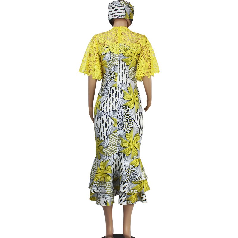 Afrikkalainen naisten mekko kaksiosainen silkkipainatus vahakangas tulostus afrikkalainen vaatetus laukku lonkka pitkä mekko mekko  d181212