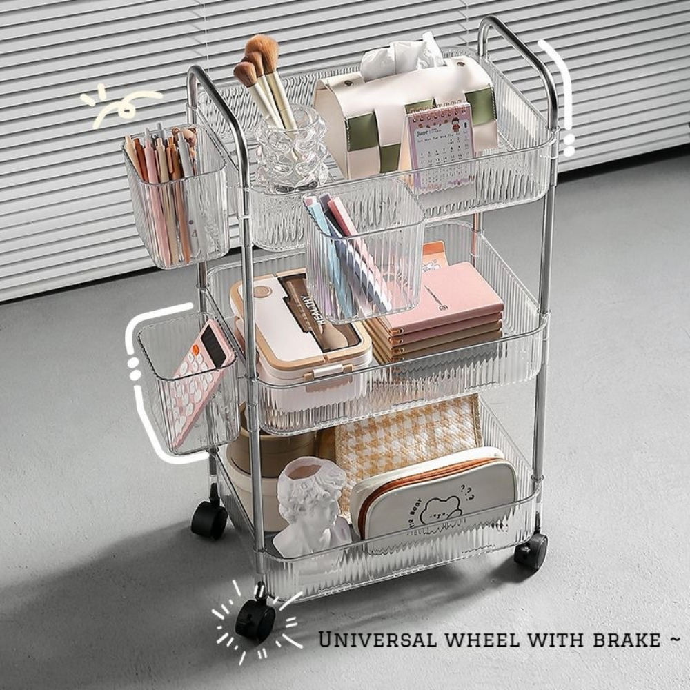 Transparant Trolley Opbergrek Met Meerdere Niveaus Rollende Trolley Snack Opbergrek Verwijderbare Hangende Mand Organizer Voor Badkamer