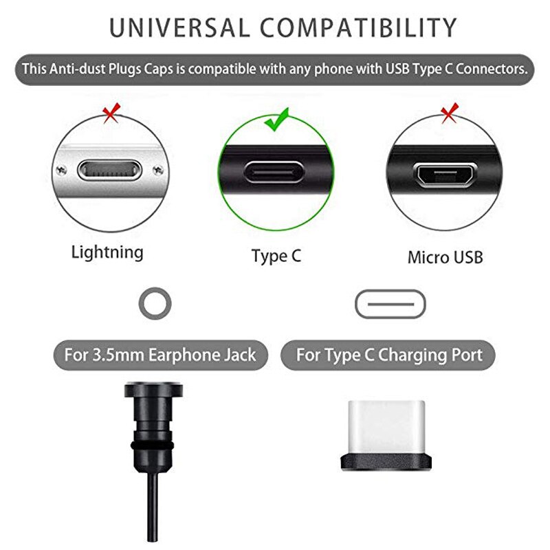 Typ C Telefon Staub Stecker einstellen USB Typ-C Hafen und 3,5mm Kopfhörer Jack Stecker Für Samsung Galaxis s8 S9 Plus für Huawei P10 P20 lite