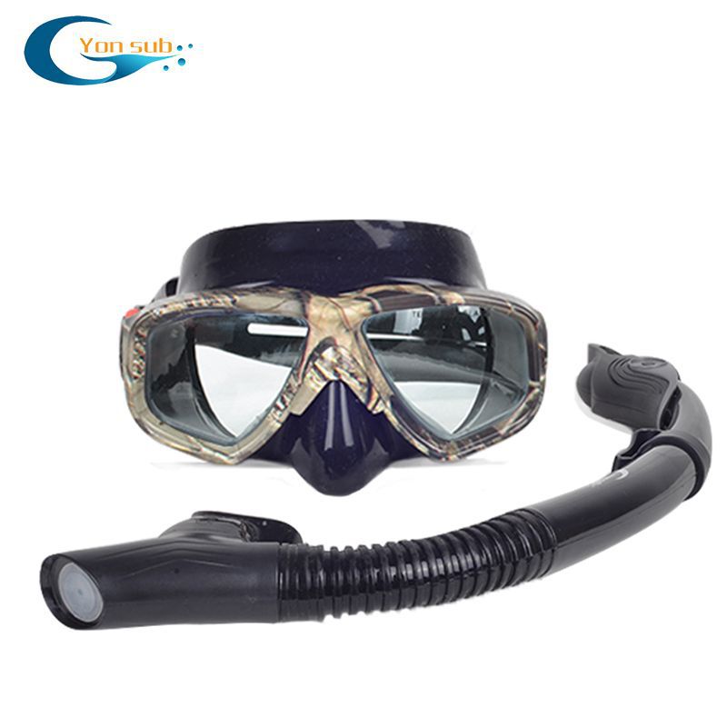 Máscaras de buceo para adultos, falda de silicona, gafas antivaho, equipo subacuático para piscina: Camo