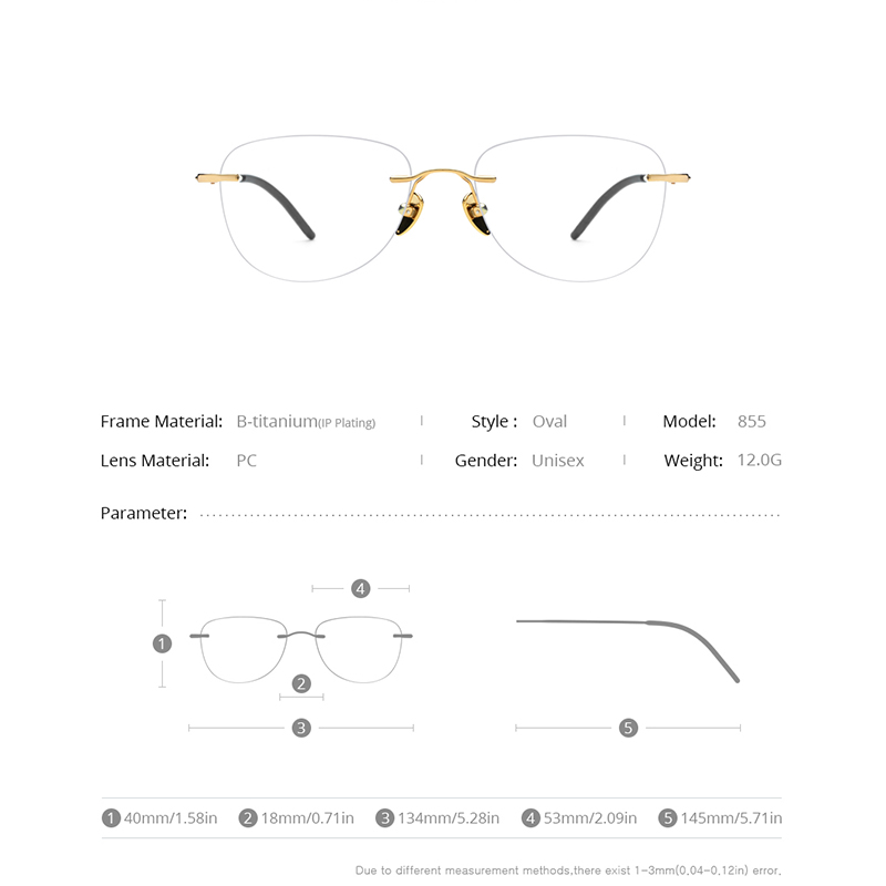 FONEX-Montura de gafas de titanio para hombre y mujer, anteojos cuadrados con prescripción sin montura, gafas ópticas para miopía sin marco,