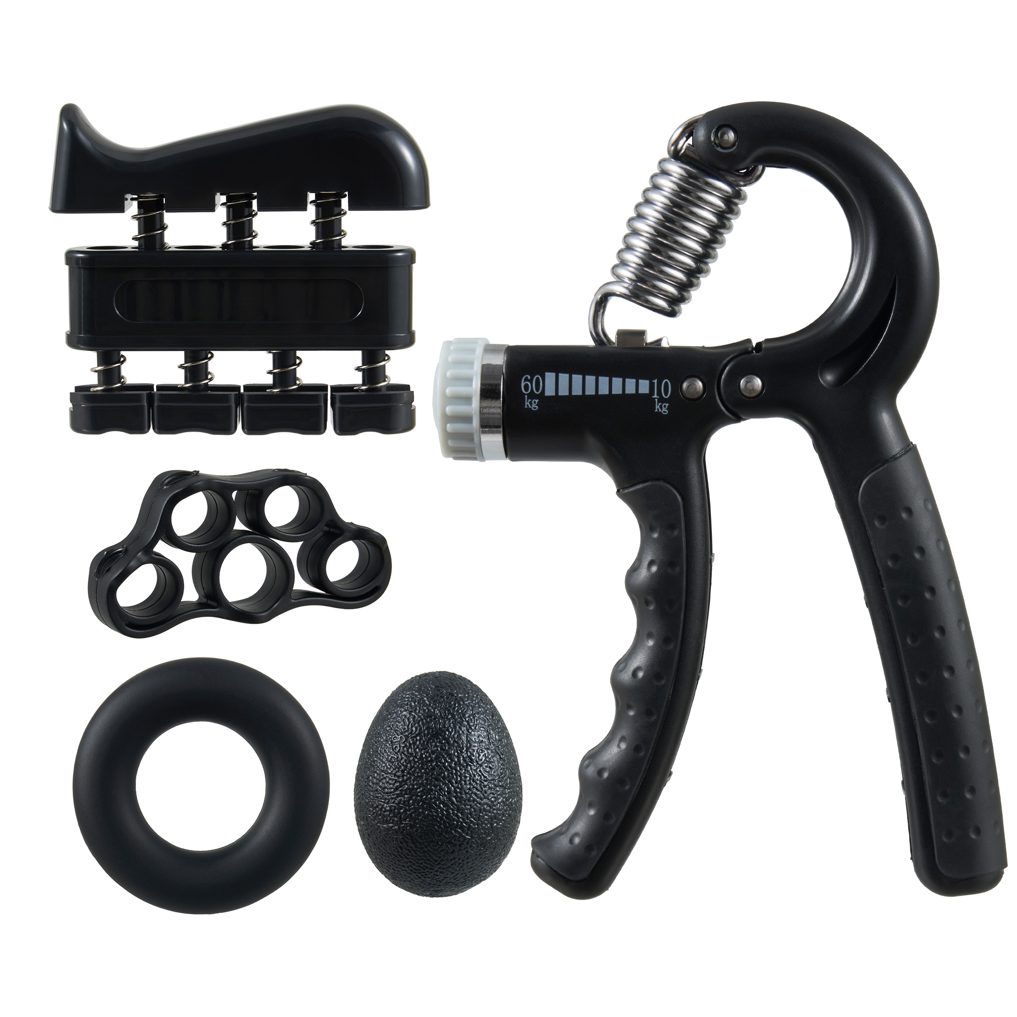 R-Shape Adjustable Hand Grip Sports Strength Countable Exercise Strengthener Gripper Spring Finger Pinch Carpal Expander: A black 5pcs