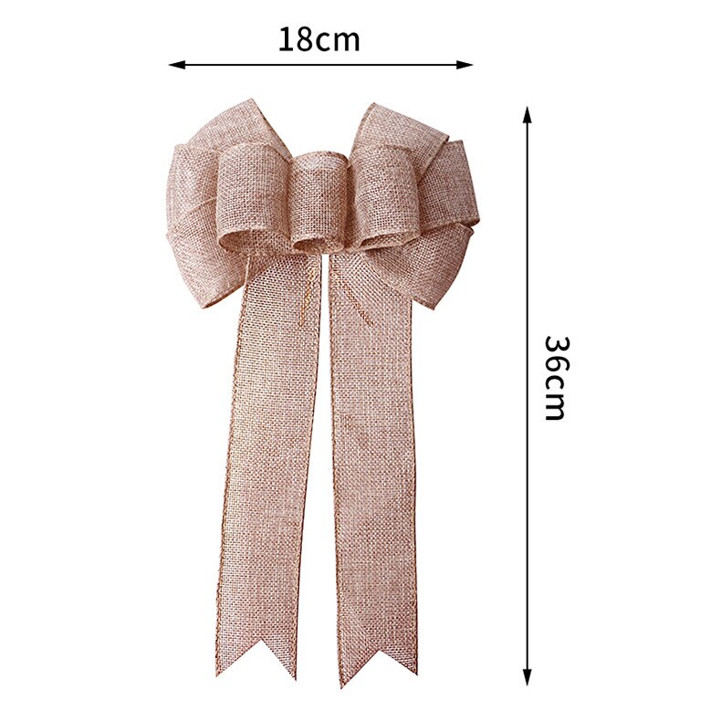 Kerstboomdecoratie accessoires rode grote strik dubbel linnen lint eland gouden kerststrik huisdecoratie strikken voor knutselen: 1