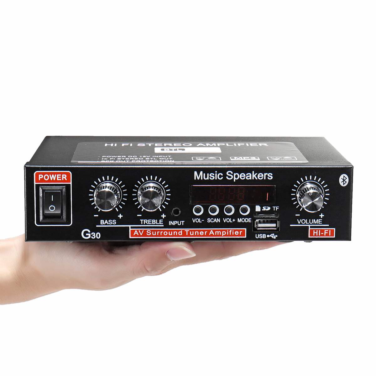 Bluetooth 2CH HIFI Audio Stereo Power Amplifier LCD Display FM Radio Home Theater Amplifiers With Remote Control For Car Home