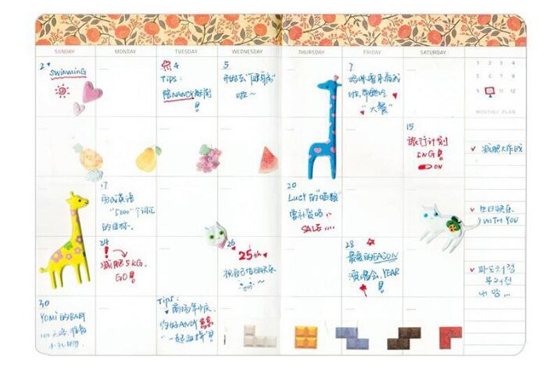 Schedule Weekly Planner Notebook Cute Little floral Flowers Notepad Hand book
