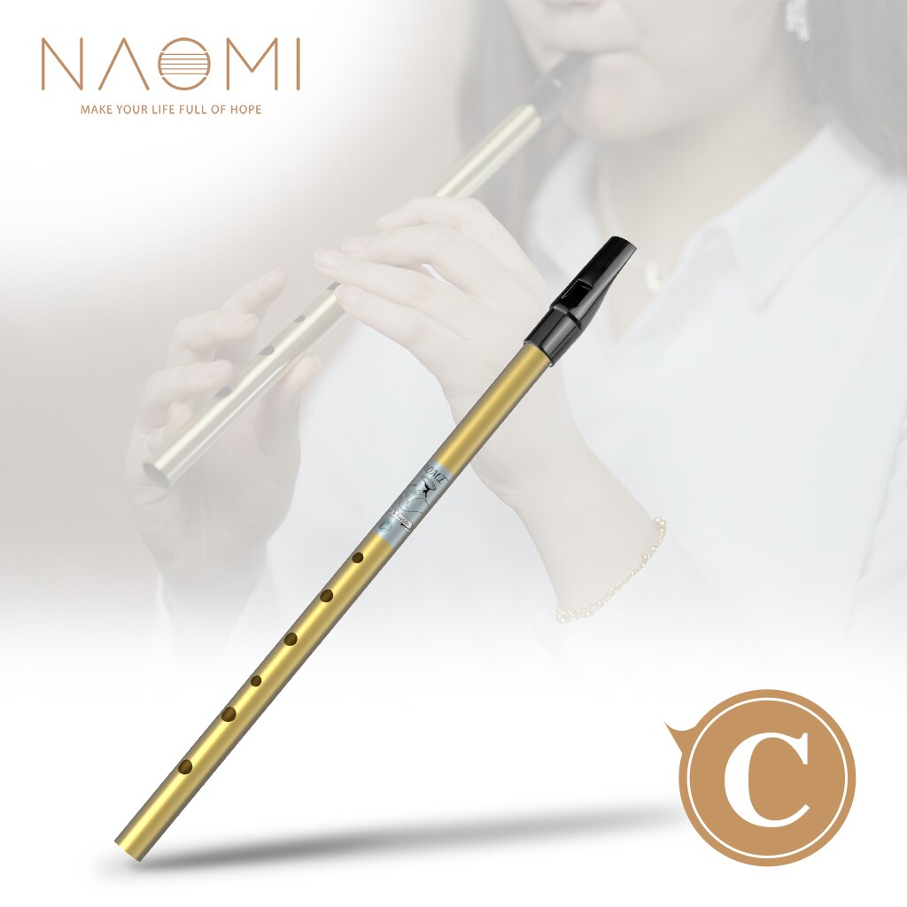NAOMI Golden High C&D Irish Whistle Scottish Penny Whistle Aluminum Alloy Tube Tin Penny Whistle 6 Holes Flute: High C