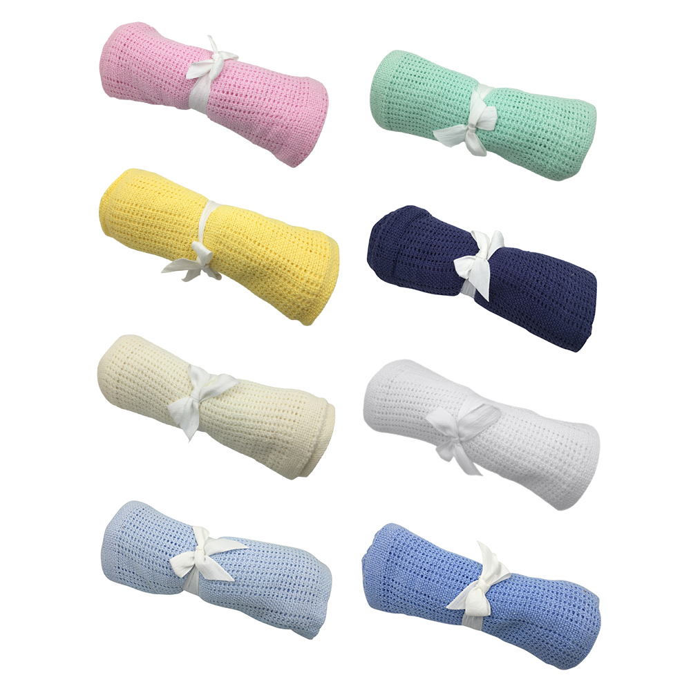 1/2/5pcs Cotton Crochet Newborn Baby Blankets Cellular Blanket Summer Candy Color Casual Sleeping Bed Supplies Hole Wrap