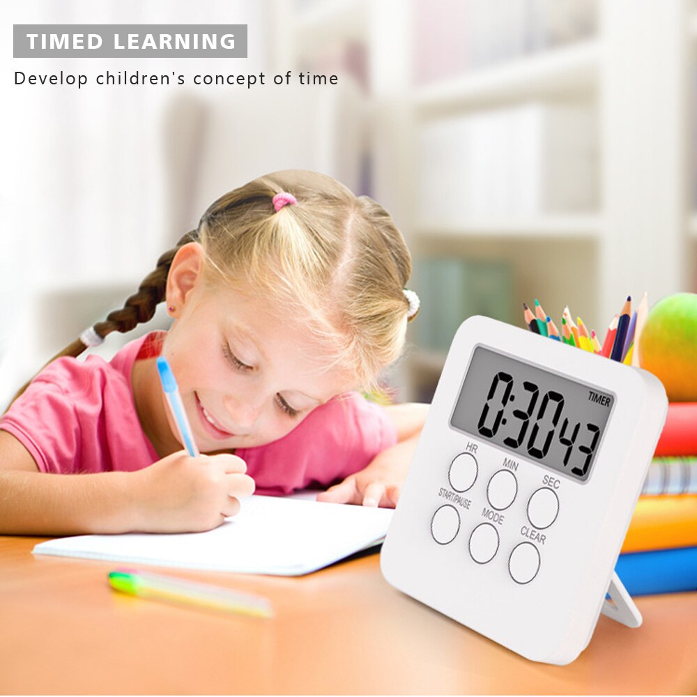 Digital Timer Clock Magnetic Cooking Countdown Alarm 24 Hours with LCD Screen Mute Mode for Studying Sports Classroom Library