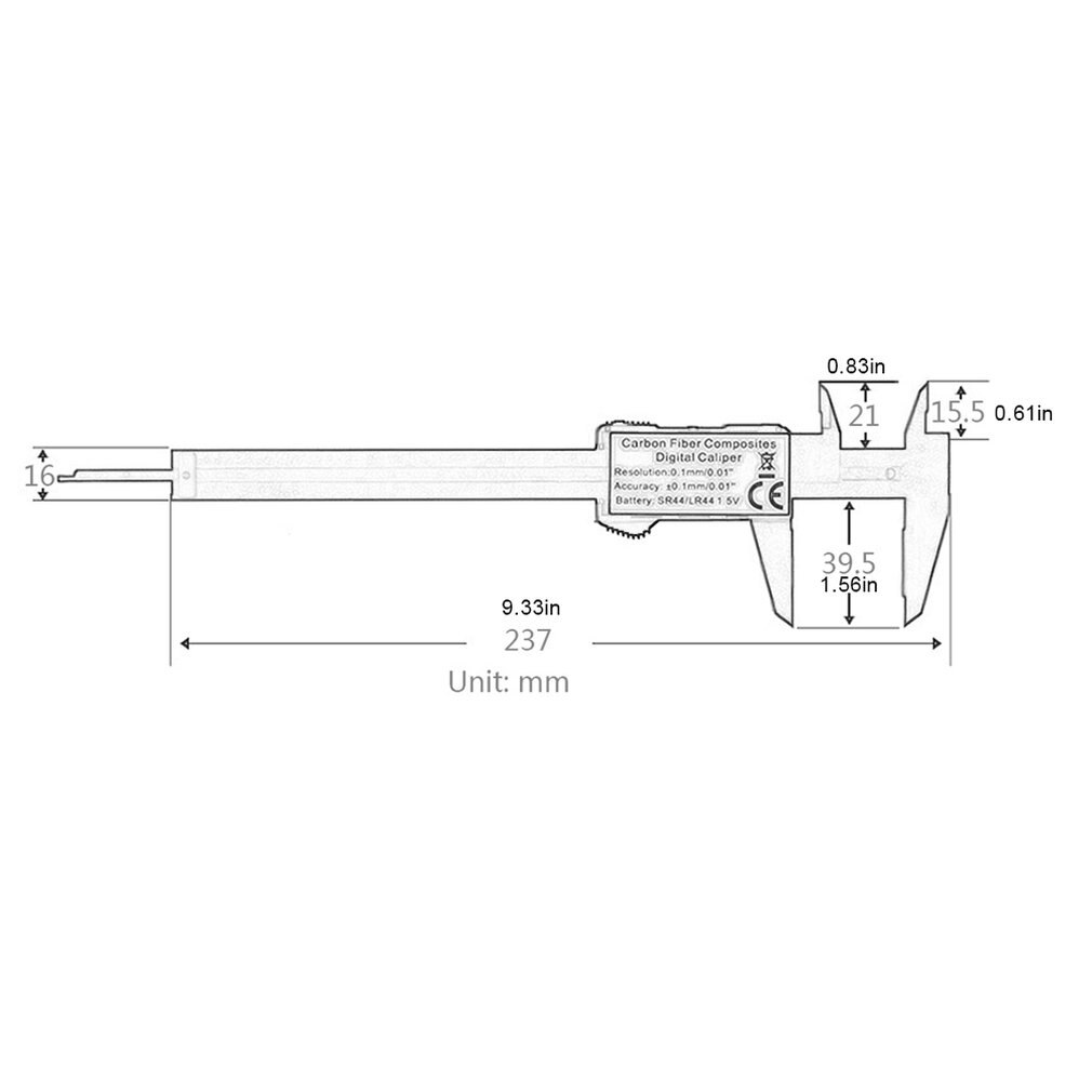 Electronic Digital Vernier Caliper Carbon Fiber Vernier Gauge Micrometer Digital Electronic Caliper Ruler 1 pcs