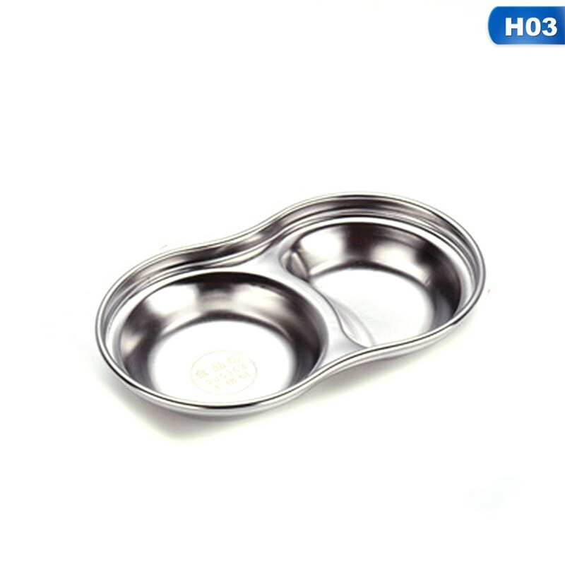 Barbecue Dipping Dish Stainless Steel Condiment Bowl Three Grilles Soy Sauce Vinegar Sauce Divided Es: 3