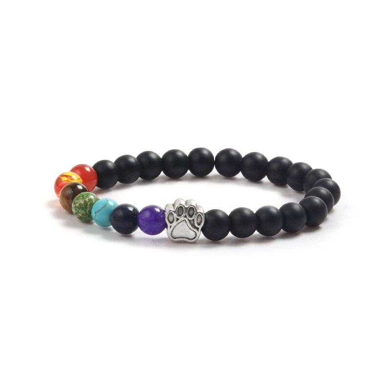 QIHE SCHMUCK Stein Perlen Armbänder Pfote Hund Drucken Charme Laca stein matt stein Multi farbe perlen Armbinde Hund Katze Pfote schmuck: matt stone