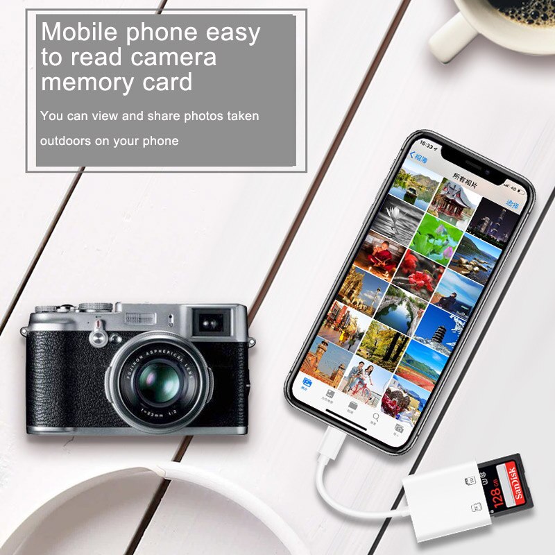 Multi Card Reader of Lightning For SD TF Memory Card Readers Support IOS13 OTG Adapter Cable For iPhone 6/7/8/X/XR/11