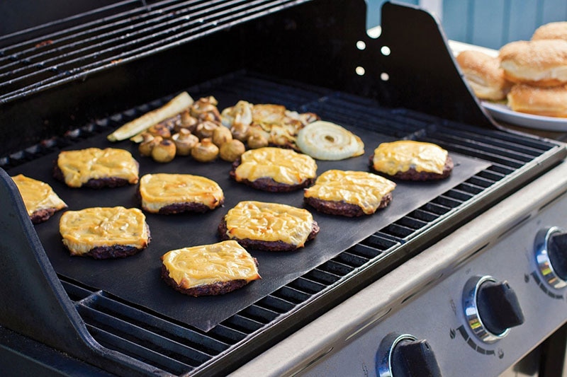 TEENRA 2 Teile/satz Nicht-Stock BBQ Grill matt einstellen Backen Blatt Wiederverwendbare Kupfer BBQ Grill matt Pad Wärme-beständig