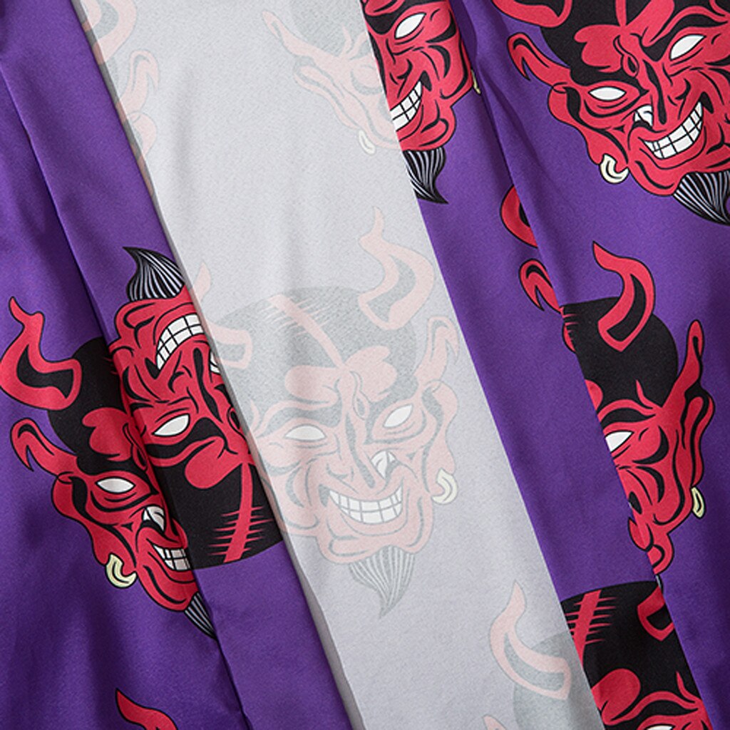 Kimono japonais à manches cinq points, streetwear, chemises diable, impression complète, chemises hawaïennes amples, harajuku, été