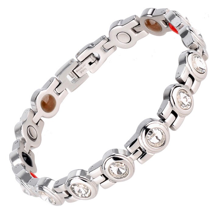 Bracelet magnétique de santé d'énergie d'acier inoxydable de petite grenouille avec le bracelets pour femme d'amitié de strass d'aimant: 10079