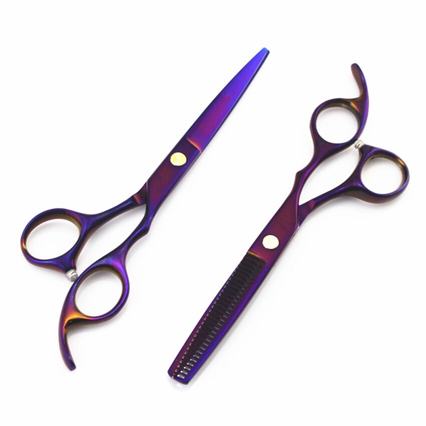 6 tommer japan 440c hårsaks klippesaks salon saks udtynding sissors barber makas frisør saks: Lilla