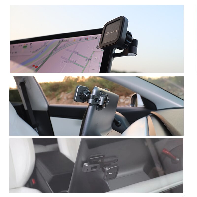 For Tesla Model 3 Mobile Phone Holder Car Magnetic Cellphone Mount Support Magsafe Wireless Charging Collapsible Bracket