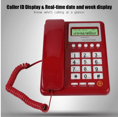 Telefoonnummer beller-id thuiskantoor gratis batterij rode telefoon bureautelefoon kantoor vaste lijn vaste thuis hotel bekabelde telefoon