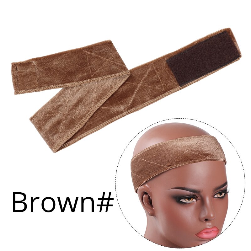 Bande de préhension élastique pour perruque, 1 pièces, doux, marron, Beige, bandeau en velours fin, écharpe, chapeau, pour empêcher les perruques de glisser: Brown-1pcs