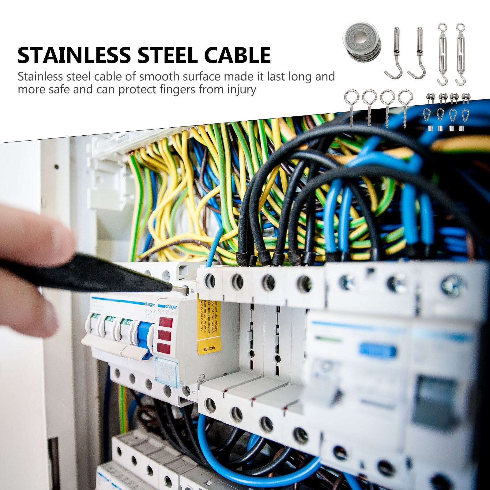 1 Set Practical Wire Rope Hanging Wire Kit Stainless Steel Rope Heavy Duty