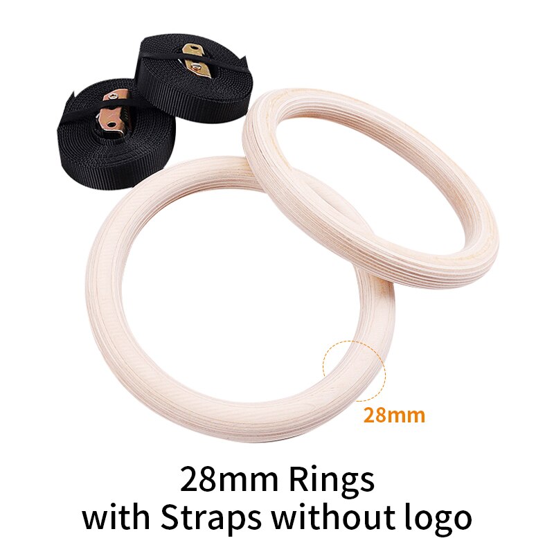 Trä gymnastikringar 32/28mm dia olympiska gymringar för hemmagym fitness bra för din muskelbyggande ab träningsstyrka: 28mm ställa in ingen logotyp