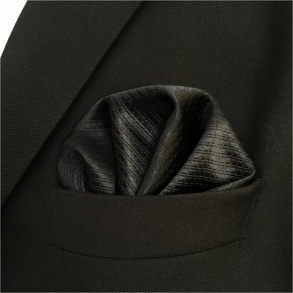 Zijde Zwart Solid Mens Stropdas Stropdas Set Mode Huwelijkscadeau Acceossories X-lange Pocket Plein