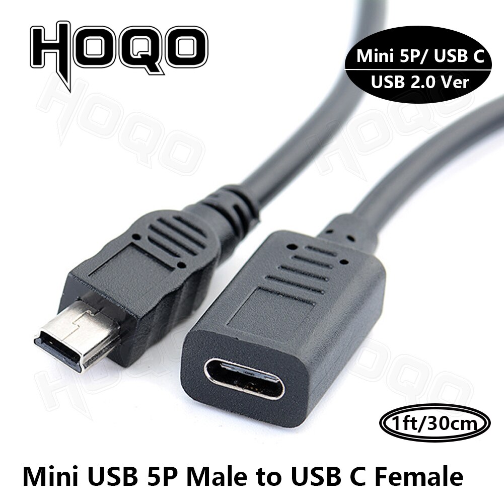 USB Type C Male to Mini USB Female Adapter Male USB C to USB Mini b Female/Male Adapter Data Charging Converter: Red