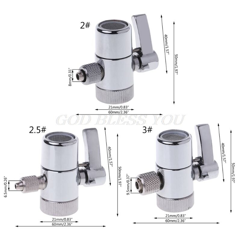 Faucet Adapter Diverter Valve Counter Top Water Filter Faucet Diverter Valve Ro System 1/4" 2.5/8" 3/8" Tube Connector