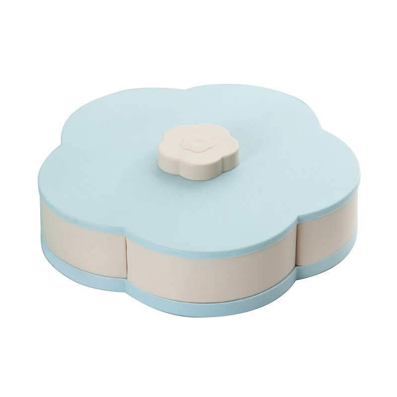 Caja giratoria en forma de pétalo para golosinas, bandeja para dulces, caja de almacenamiento para alimentos, cajas de almacenamiento para dulces, organizador de fruta para alimentos, cajas ecológicas: L single layer blue