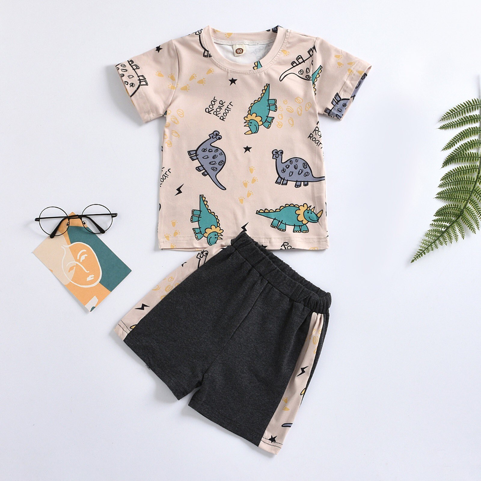 Toddler Baby Boys Clothes Short Sleeve Dinosaur T-shirt Tops Shorts 2pcs Kids Cartoons Cute Outfits Set Baby's Summer Clothing