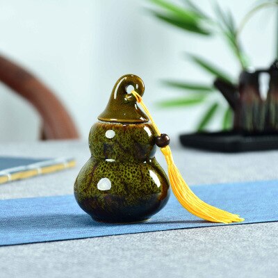 Kitchenace keramik kinesisk teholder bærbar tedåsebeholder teopbevaringsgadgets og værktøj pæreformet tebladsopbevaringsgadget: L / Grøn