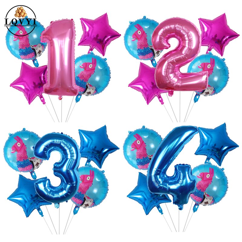5Pcs Cartoon Pinata Videro Game Folie Ballon Cartoon Dier Alpaca Lama Ballon Bruiloft Baby Shower Verjaardag Party Decor Globos
