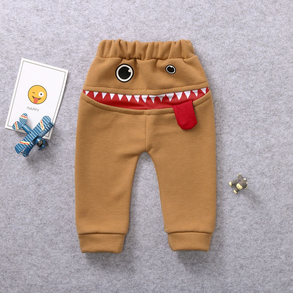 Pantalones de bebé niños niñas dibujos animados tiburón lengua Harem gruesos pantalones cálidos bebé Niño Pantalones Pantalon Bebe