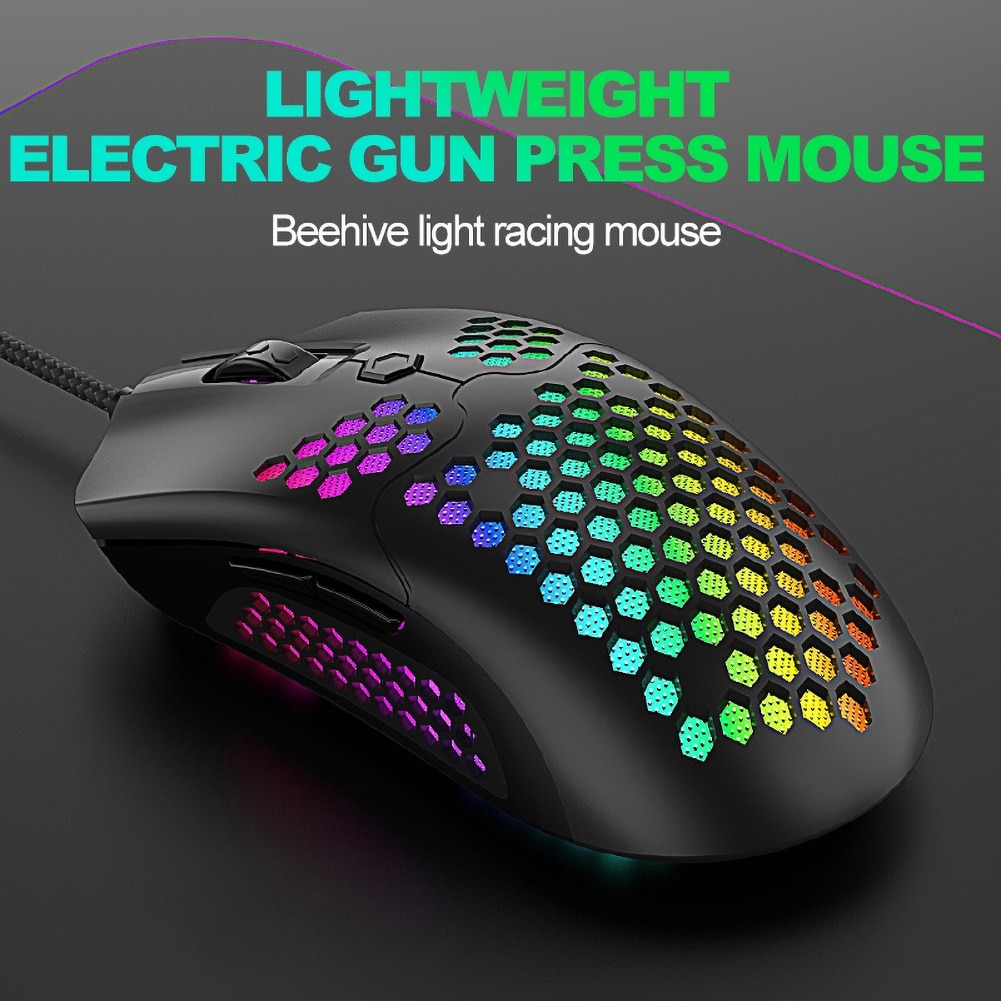 M5 Hollow Out RGB Lights 16000DPI 7 Buttons Wired Gaming Mouse for PC Computer Ergonomic Wired Hollow-out Colorful Lights