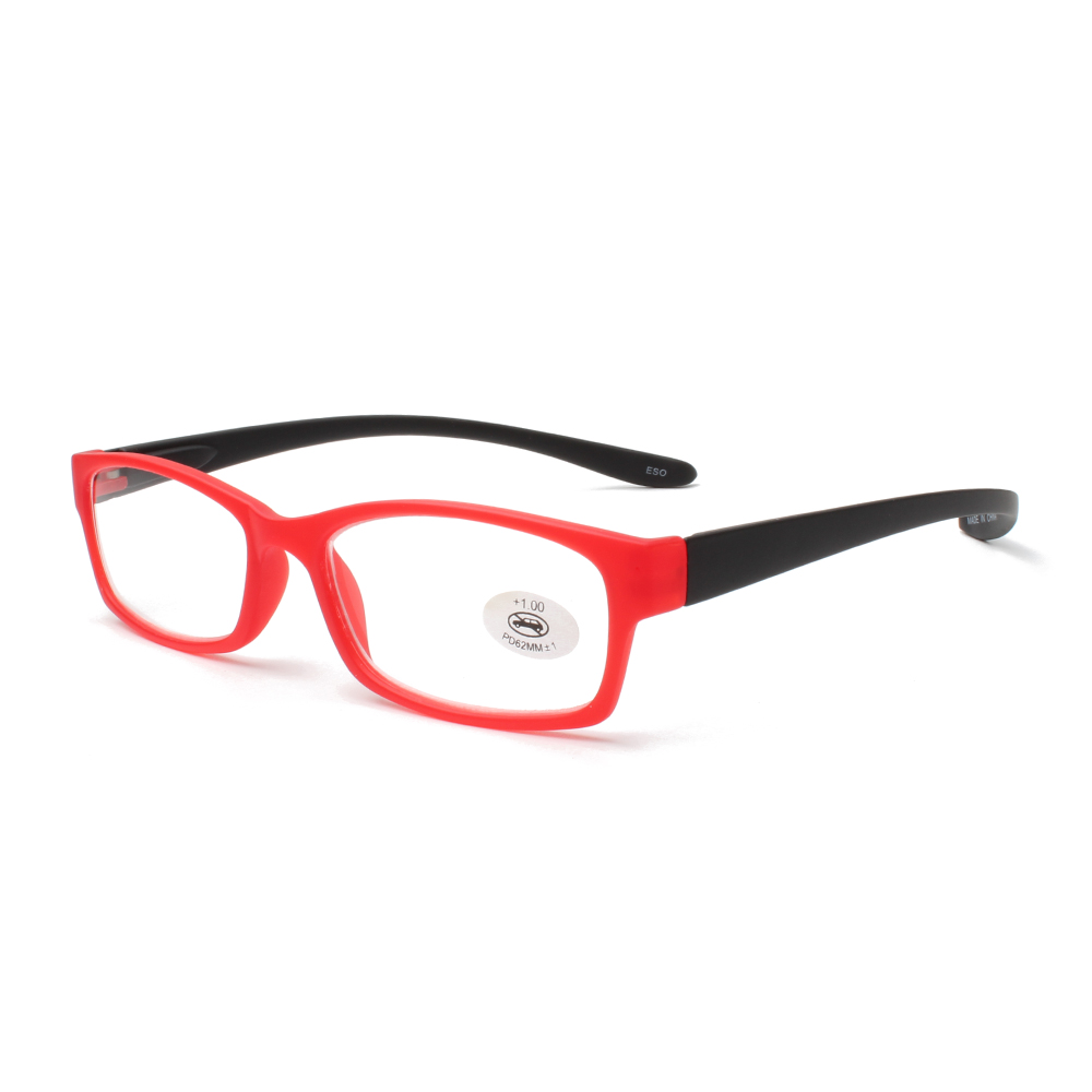 OUTMIX Lesbriller - Antirefleks HMC - CR-39 Glass 53mm - Unisex med lange stenger: Rød / +100