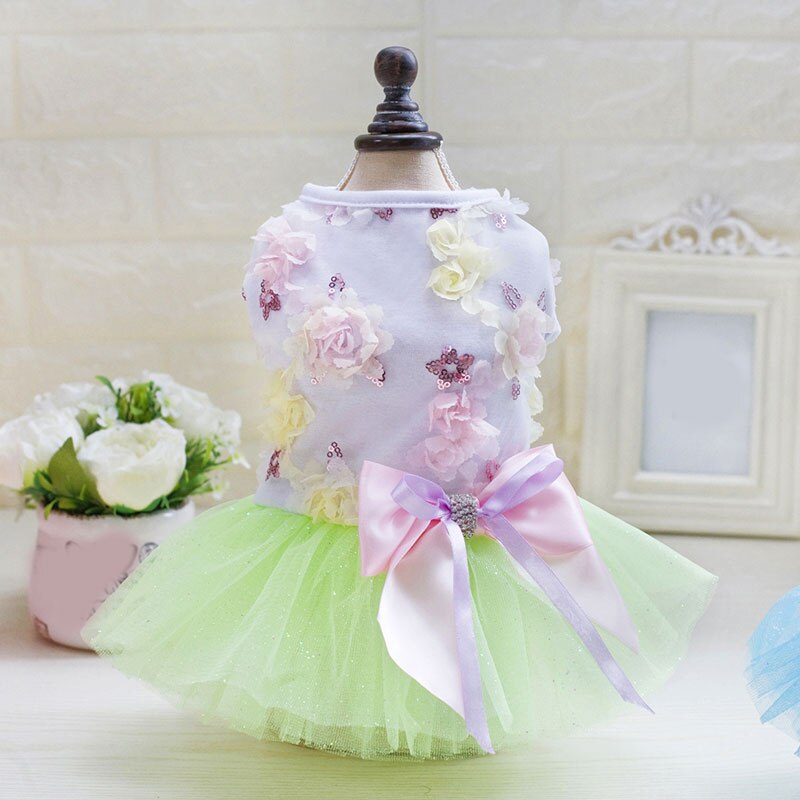 Bloem Huisdier Rok Zomer Puppy Kleding Hond Jurk Mouwloze Kleine Hond Trouwjurk Hond Kleding Gaas Rok: 1 / S