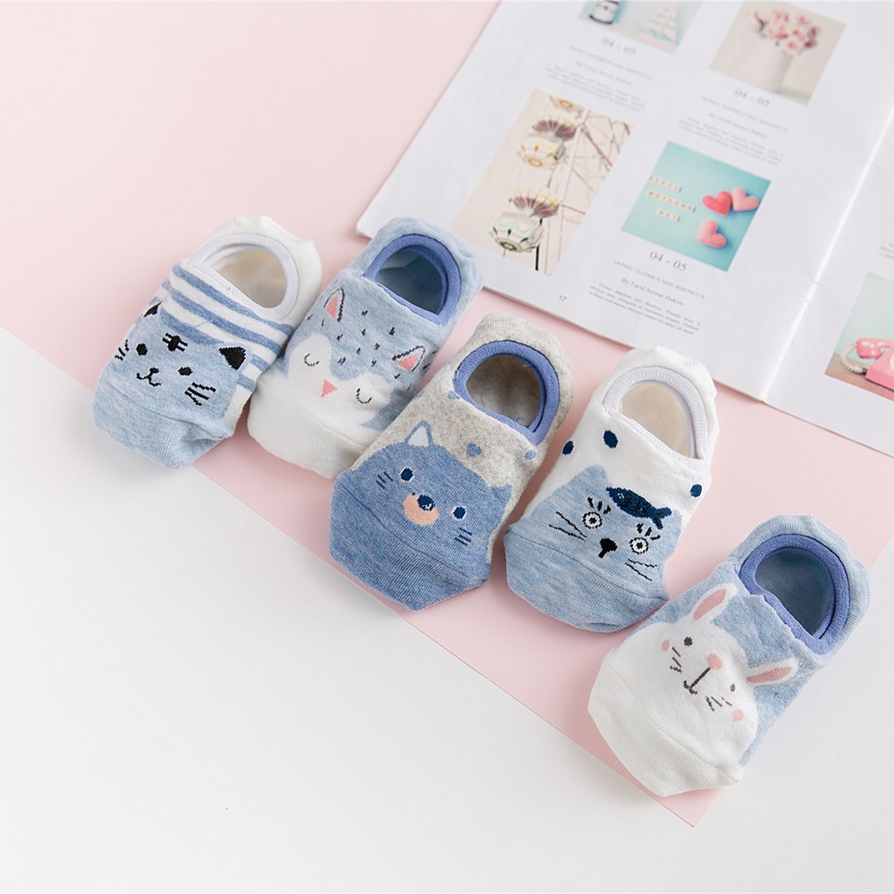 10 Stuk = 5 Paren/partij Leuke Dieren Low Cut Enkel Korte Sox Lente Koreaanse Stijl Grappige Kat Hond Panda Vrouwen sokken Set Gelukkig Size34-3: Bordeaux