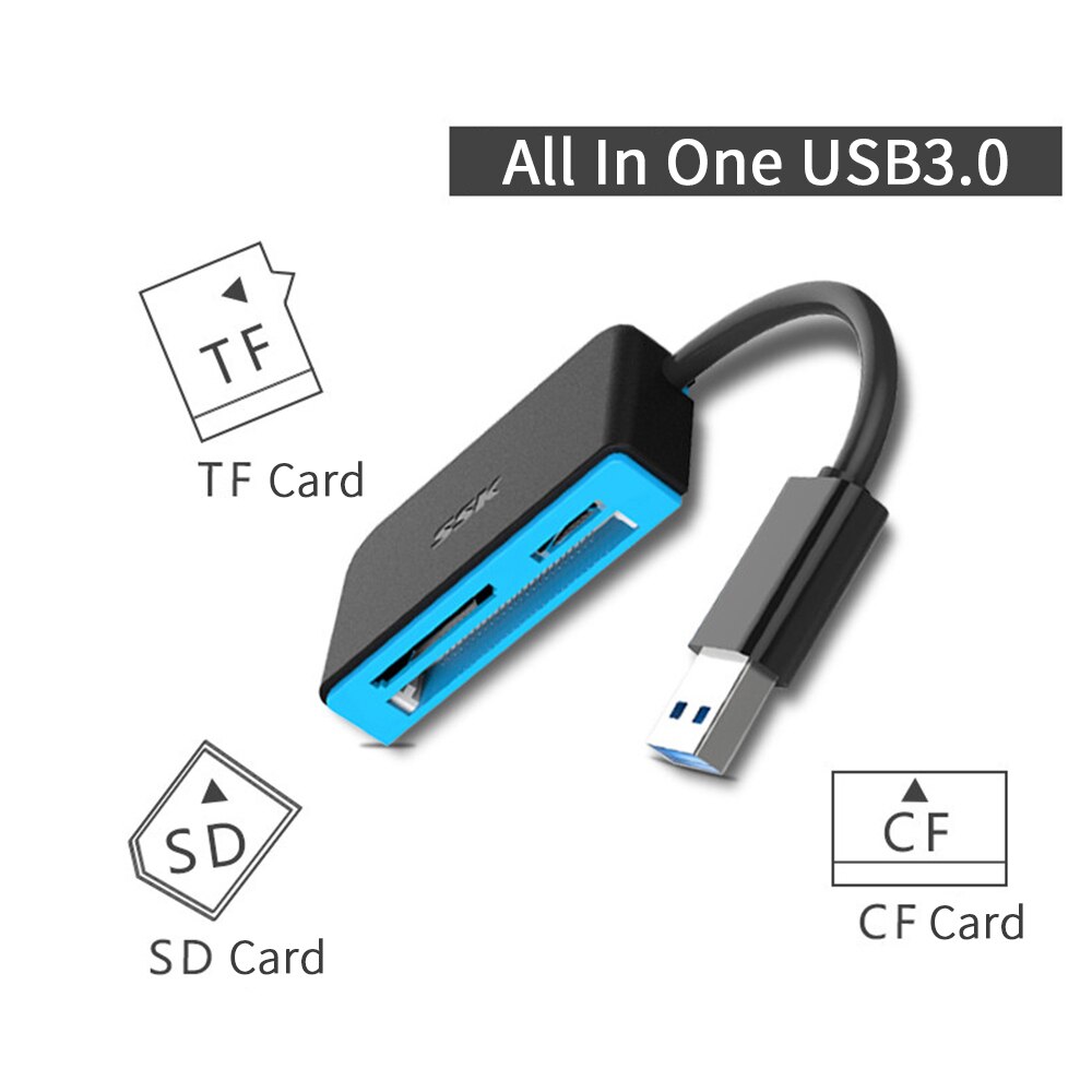 Lettore di schede usb 3.0 All in 1 SSK per scheda SD/TF/CF lettore di schede di memoria Flash Super veloce da 5Gbps SCRM330