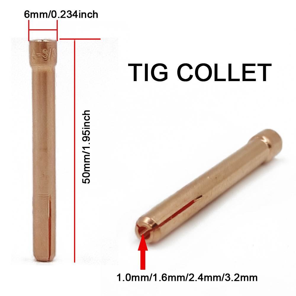 4Pcs TIG Welding Torch Consumable #6 Ceramic Nozzle Tungsten Tig Collet Body Long Back Cap For WP17 WP18 WP26 Accessories