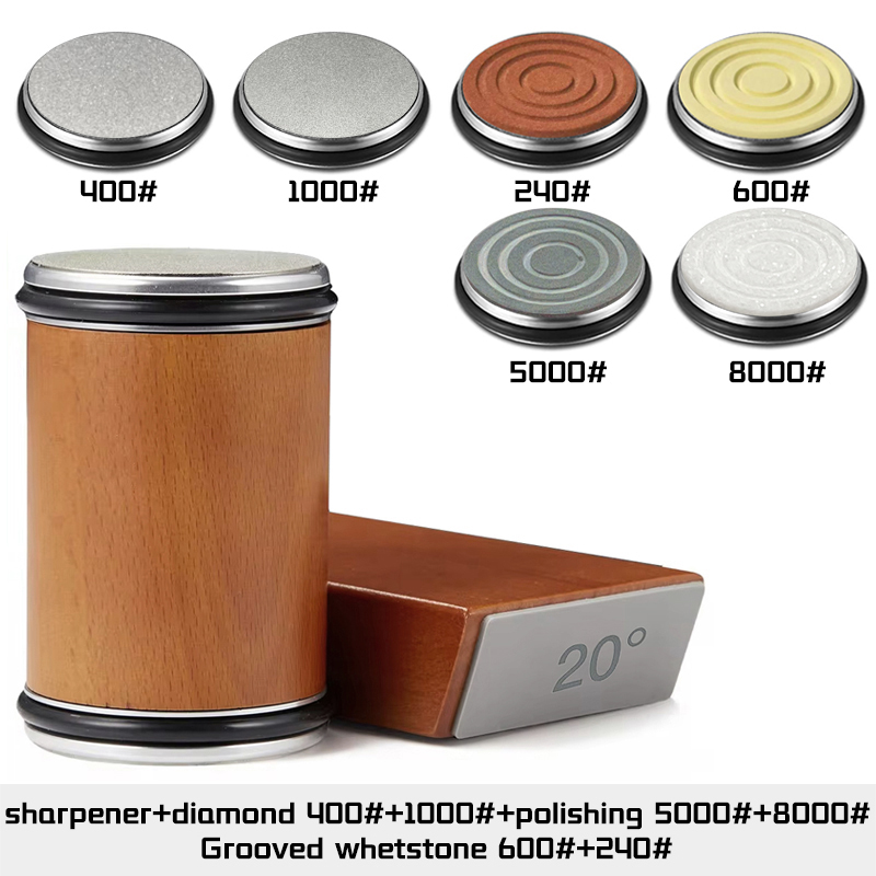 Affilacoltelli con rotolamento Portacoltelli magnetico kit pietra per affilare diamantata con accessorio da cucina con rullo angolare da 15 e 20 gradi