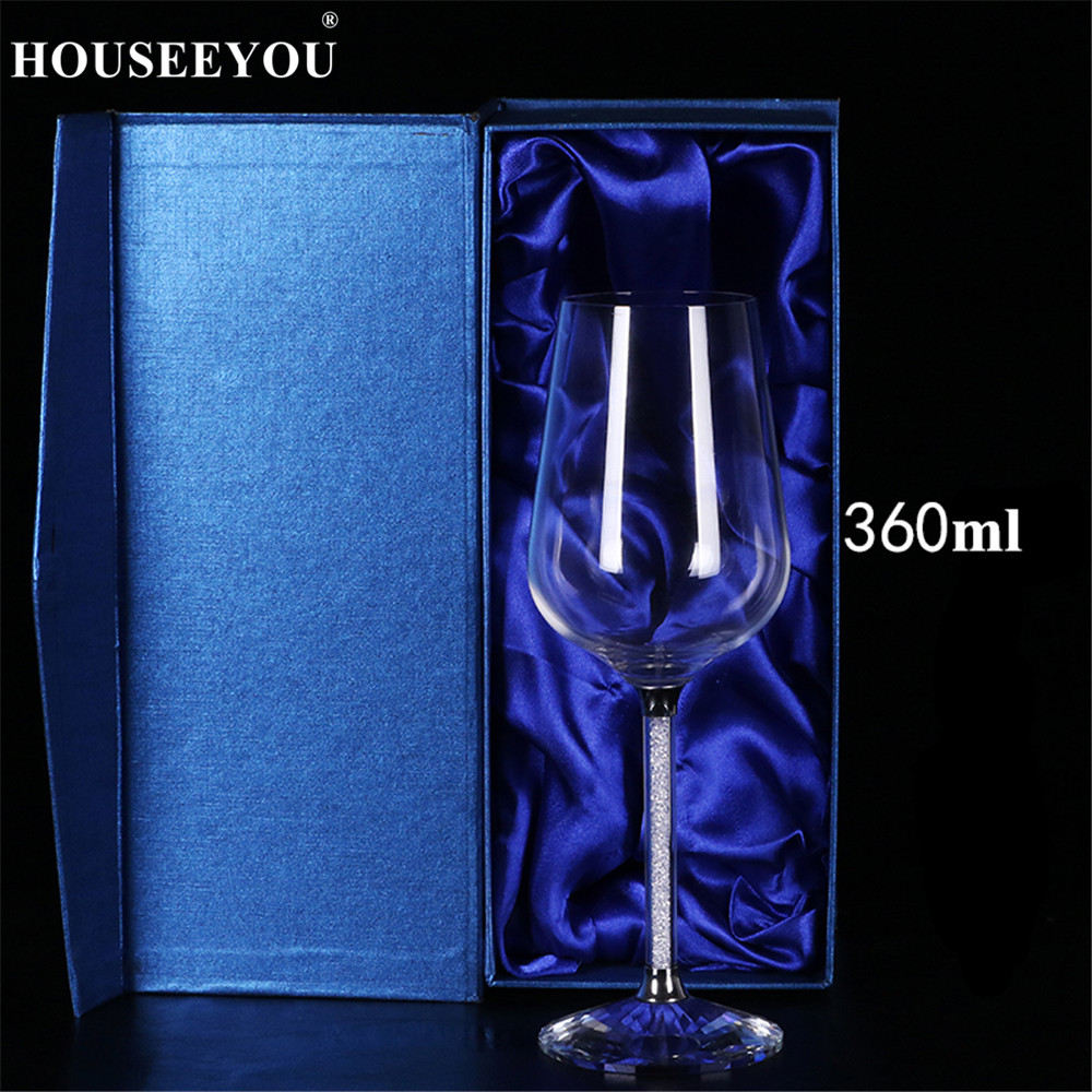 HOUSEEYOU ślub lampka robić wina es 360/470ML okulary czara kryształ luksusowe wino na przyjęcie szklany kubek kubek dekoracje prezent projekt pudełka: 1szt 360ml