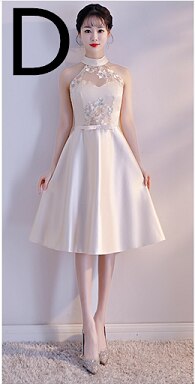Vestidos de con mangas para damas de honor de satén color champán para adolescentes vestidos de dama de honor para mujeres para boda debajo de 100 H4270: D champagne / 6