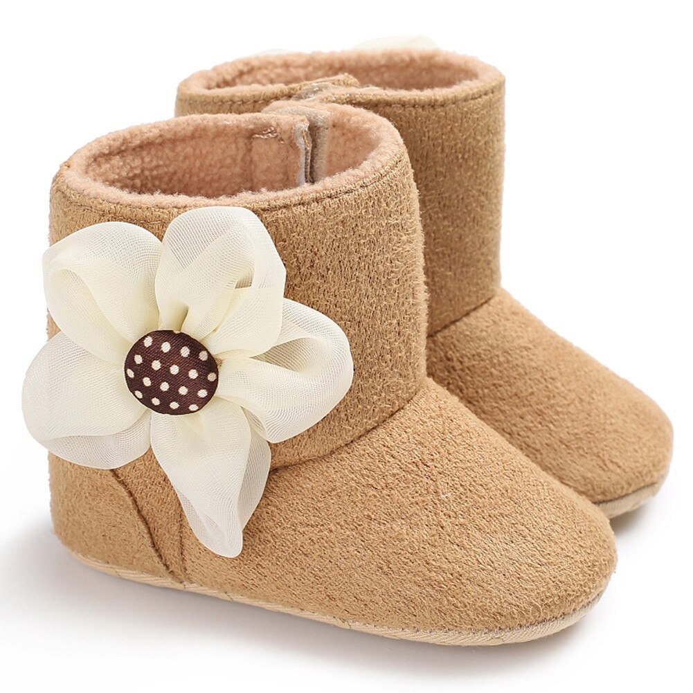 Pudcoco 0-18M Baby Meisjes Soft Sole Laarsjes Snowboots Baby Peuter Pasgeboren Wieg Schoenen: Bruin / 0-6 months