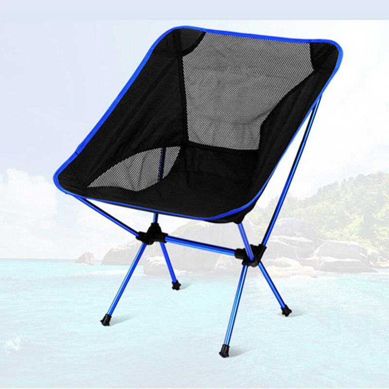 Letvægts naturehike stol udendørs aluminium foldestol bærbar strand fiskeri camping rejse picnic stol: Marine blå