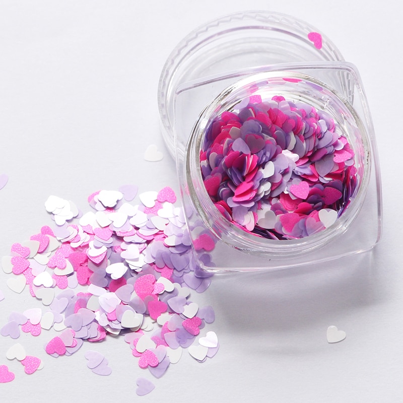 Shiny Glitter Love Heart 1Box Red Nail Glitter Flakes Love Heart Shape Slider Shining Sequin Love Heart Shape Loose Sequin TSLM1: 05