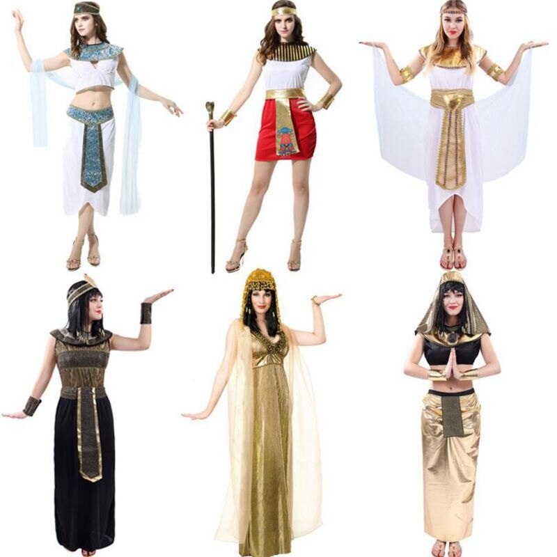 Stijl Egyptische Farao Rollenspel Uniform Koningin Lange Jurk Maskerade Carnaval Cleopatra Kostuum voor Party Show