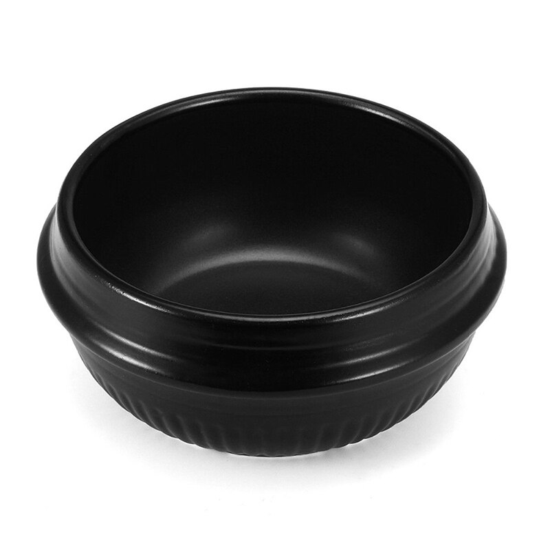 16cm Black Classic Korean Stone Pot Cuisine Sets Ceramic Stone Bowl Pot for Bibimbap Ceramic Soup Ramen Rice Bowls Cookware: Bowl