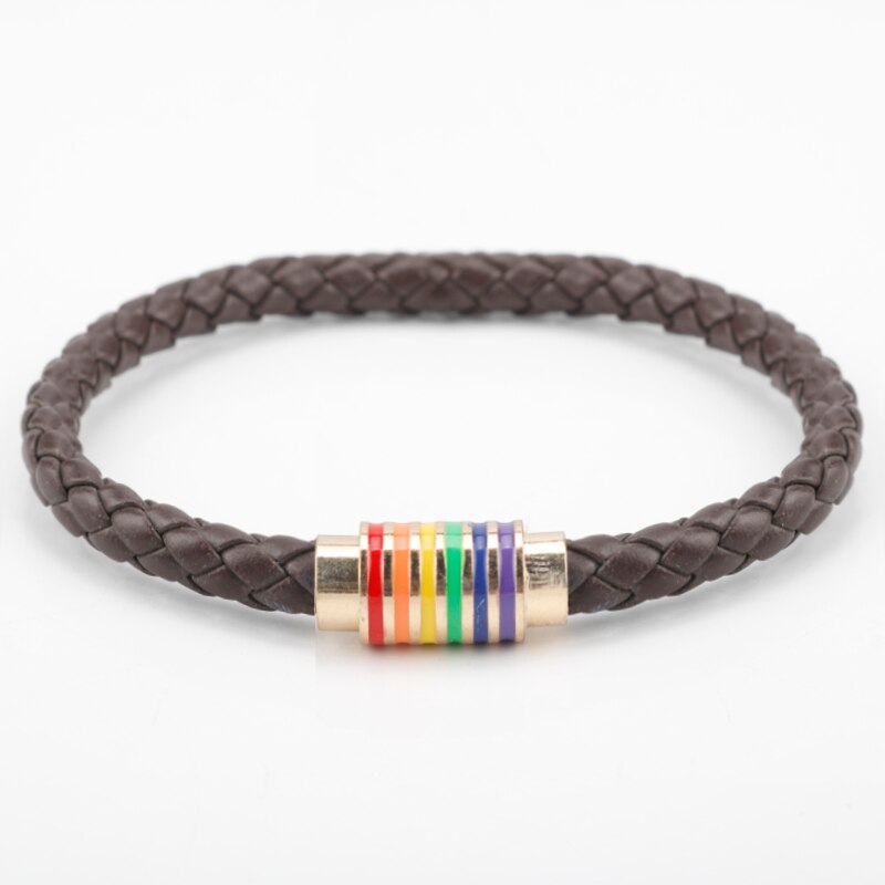 Pulsera de cuero multicapa de estilo moderno, brazalete único, accesorios para mujer y hombre, novedad: E349 brown gold